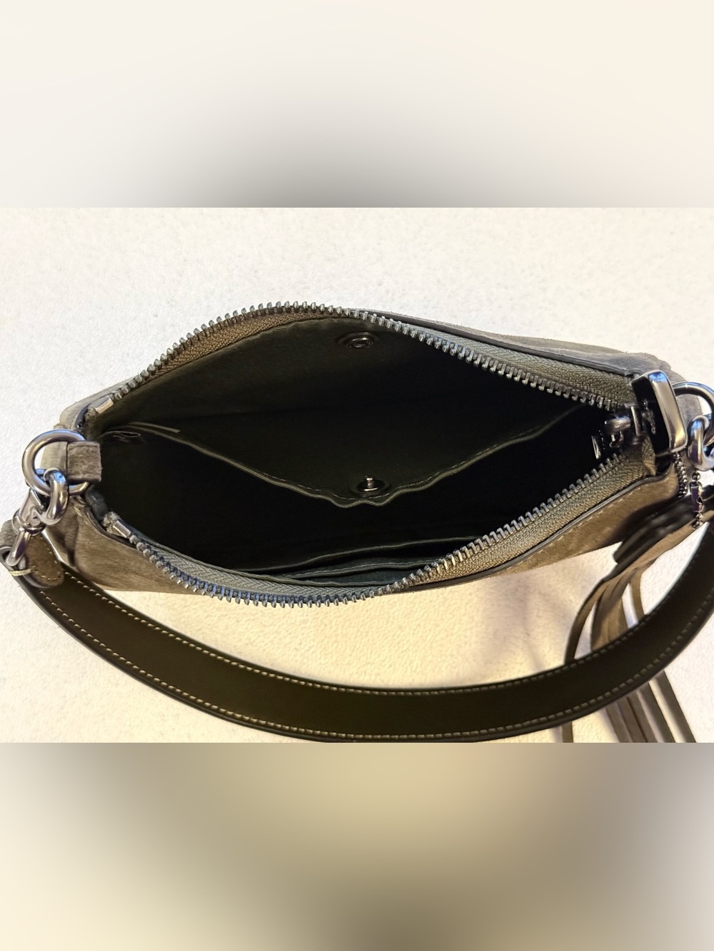 Coach Olive Suede Shoulder Bag with Tassel - Picture 4 of 5